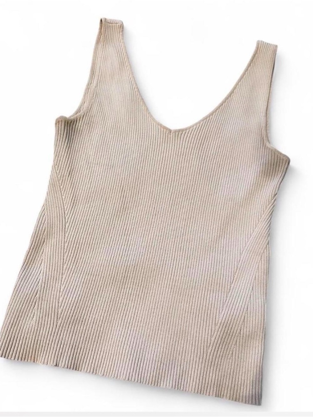 Weekend Los Angeles Women's Cream Ribbed Tank Top Sz M